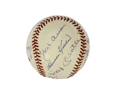 500 Home Run Club Baseball Signed By 11 Members Including Mickey Mantle, Ted Williams, Hank Aaron, Willie Mays & Eddie Mathews